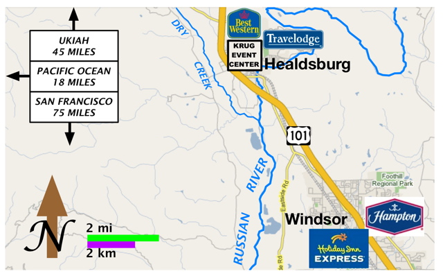 area map of hotels in healdsburg and windsor