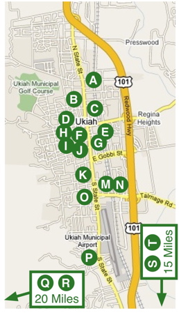 map of restaurants in ukiah area