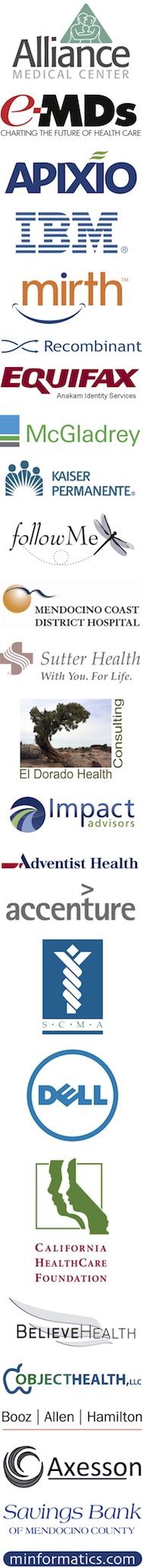 Logos from sponsors of the Redwood MedNet HIE Conference, Summer 2011
